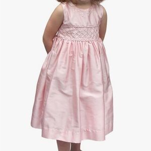 Strasburg pink 100% dupioni silk special occasion children’s/baby dress floral